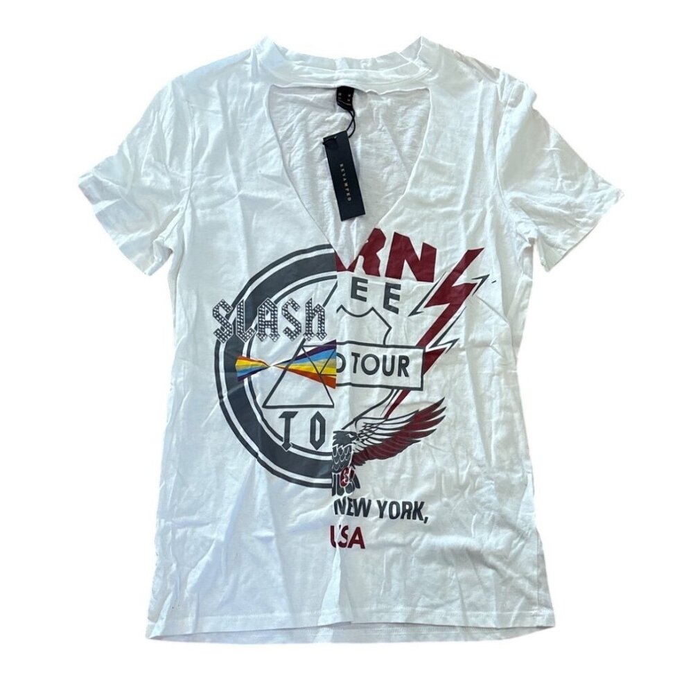 Slash Tour T Shirt New York Revamped Womens Medium V-Neck Short Sleeve NEW